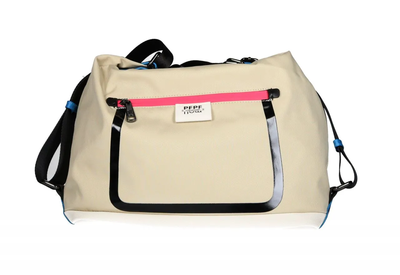 Bolso Beige Bajo Blanco Asa Negra Convertible Mochila