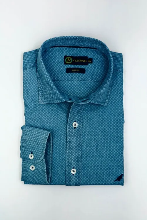 Camisa Denim Jackard Slim Fit