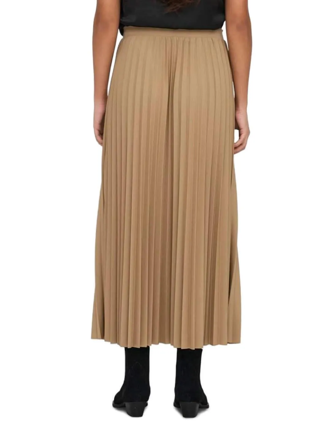 Falda midi Only Newmelisa plisada camel holgada de mujer