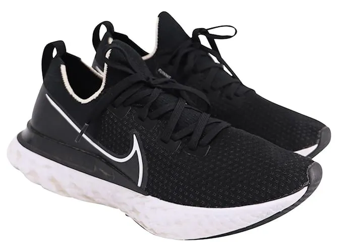 Nike Men's React Infinity Run Flyknit en poliéster de malla negra Negro 