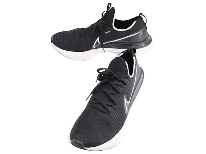 Nike Men's React Infinity Run Flyknit en poliéster de malla negra Negro 