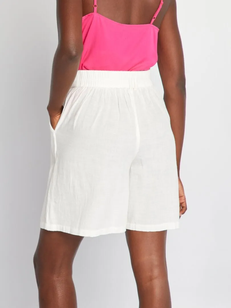 Short ancho de lino - BLANCO